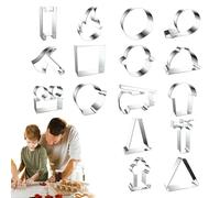 Set di formine per biscotti in acciaio inox, set di utensili da cucina | Tagliapasta creativa a forma di camion dei pompieri, 16 pezzi, con taglierina per pasticceria fondente