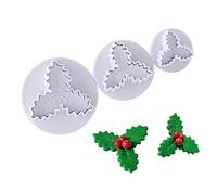 Set di Formine per Biscotti Natalizi con Foglie di Agrifoglio, Set di Fondente per Biscotti Natalizi 3D, per Cuocere Al Forno e Decorazioni per Torte (Come mostrato)