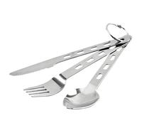 Set di forniture per il pranzo da lavoro | 3 cucchiai riutilizzabili in acciaio inossidabile portatile | Set di posate riutilizzabili | per campeggio, dormitorio, camper, lavoro, università, picnic