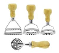 Set di francobolli per taglieri di ravioli ravioli che conducono taglierine e francobolli con manico in legno per, pasta, gnocchi lasagne, pierogi 4pcs