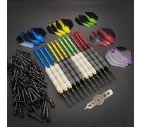 Set di Freccette A Punta Morbida Aste in Alluminio 12 Freccette 1 Attrezzo 12 Rondelle 3 Ali di Ricambio Extra 100 Punte Morbide 1 Scatola di Immagazzinaggio in Plastica per Freccette E, 1 Set
