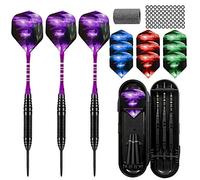 Set di Freccette con Punta in Acciaio 3 Pezzi,Freccette Professionali,Freccette con Punta in Metallo,Set di Freccette,Freccette in Alluminio,Freccette Professionali Punta Plastica(viola)