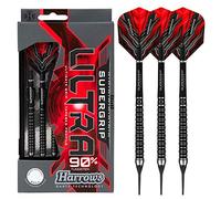 Set di freccette Harrows SUPERGRIP ULTRA 90% tungsteno con punta morbida. Disponibile in 18g, 21g, 22g - Include aste in carbonio Supergrip, alette Supergrip e custodia da viaggio (21g)