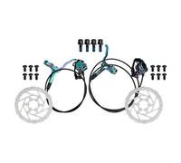 Set di freni a disco idraulici a doppio pistone per mountain bike, con sistema di controllo del freno anteriore e posteriore, maniglia in lega di alluminio, per mountain bike e bici da strada (nero)