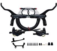 Set di freni a disco idraulici per bici elettrica con arresto a 2 poli Kit freno a disco bici elettriche a 4 pistoni incluso leve freno, pinza freno e tubo da 2300 mm, nero, per 180 mm