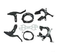 Set di freni per bicicletta, pinze freno in alluminio, freno anteriore e posteriore, freno MTB, corde freno interne ed esterne e leva del freno per mountain bike e bici da corsa (nero)