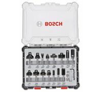 Set Di Fresatori Bosch 15 Pezzi, A Fusto Di 6 Mm. Per Fresatrici Manuali