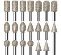 Set di frese diamantate per intaglio, kit di lucidatura 20 pezzi accessori utensili rotanti asta 1/8' per incisione, pietre, gioielli, vetro, ceramica(Gli utensili elettrici non sono inclusi)
