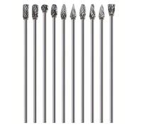 Set di frese lunghe in carburo da 10 pezzi, gambo da 1/8" totale 4" compatibile con punte for smerigliatrice Dremel for la lavorazione del legno in aree ristrette, incisione