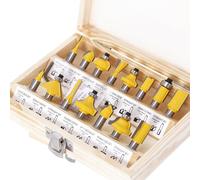 Set di frese per fresatura superiore, 15 pezzi, punte per fresa per legno per albero da 8 mm, set di frese per legno per principianti, fresa per legno di qualità industriale, con scatola di legno per