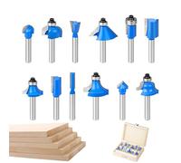 Set di frese per router 12 pezzi fresa con cuscinetto con coperchio per | Lama per router da 6 mm per mobili, lavorazione del legno, creazione di armadi, bordi della porta di taglio, scanalatura