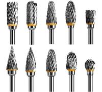 Set di Frese Rotanti Carburo Tungsteno 10 pz, taglio doppio, utensili DIY hobby