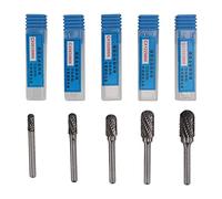 Set di frese rotative in carburo a doppio taglio con gambo da 6 mm, lima rotativa per smerigliatrice pneumatica, 5 pezzi di frese in carburo con doppio bordo di taglio per la