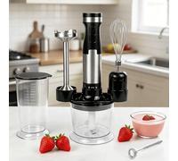 Set di frullatori a mano con filo per frullatori ad immersione, 1200 W, metallo nero