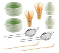 Set di fruste for matcha da 3/10 pezzi, kit solido, verde stabile, set frusta e ciotola rilassante, sicura con(Matcha Green)