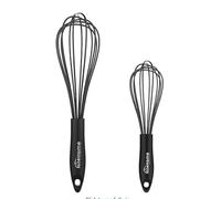 Set di fruste in silicone Generic da 20,3 cm e 25,4 cm per cucinare, nere | Il set di fruste da cucina in filo di silicone nero include le misure da 20,3 cm e 25,4 cm per sbattere, frullare, montare,