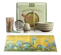 Set di fruste Matcha, set da 7 pezzi, ciotola in ceramica, paletta e supporto, kit per la preparazione del tè tradizionale giapponese, set regalo ideale per principianti e appassionati