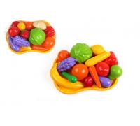Set di frutta e verdura in plastica con vassoio