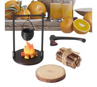 Set di fuoco da campo in miniatura - Kit da campeggio fatato con mini teiera | Mini fuoco da campo e per Diorama | per giardini fatati, terrari, esposizioni interne e