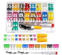 Set di fusibili a lama, 306 pezzi, per auto e veicoli leggeri, include fusibili medi e piccoli, da 2 A a 35 A, con tester per circuito, mandrino, cavi e estrattori