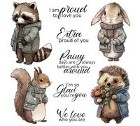 Set di fustelle e timbri con adorabili animali dei cartoni animati in inverno per la creazione di biglietti fai da te scrapbooking I am Pound to Love You, extra orgoglioso di te, We Love Who You are