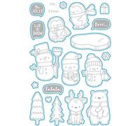 Set di fustelle e timbri con pinguino, pupazzo di neve, cervo, orso, cervo, albero, per la creazione di biglietti fai da te, album di ritagli, con scritta "Let it Snow Be Jolly", in gomma trasparente,