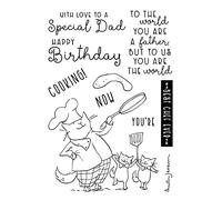 Set di fustelle e timbri con scritta "Cats Cooking for His Baby" per realizzare biglietti con amore per un papà speciale, timbri in gomma trasparente per fai da te, scrapbooking, carta, fai da te