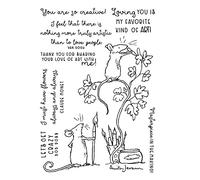 Set di fustelle e timbri per biglietti motivo topolini, fiori, albero, scritta "You're So Creative,Loving You is My Favorite Kind of Arti Words", gomma trasparente, per fai da te, artigianato