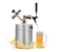 Set di fusti per birra, 5 litri, in acciaio inox 304, con regolatore di pressione e rubinetto fisso, a prova di perdite, portatile e facile da pulire, perfetto per uso domestico e campeggio