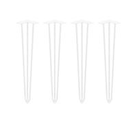 Emuca - Set di quattro gambe a forcina, Gambe Hairpin con 3 aste per tavolo, altezza 710 mm, verniciate bianco, acciaio