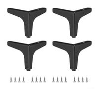 Set di gambe per mobili in metallo nero, robusto supporto per divano, tavolo, armadio, letto, ottomana, confezione da 4 con viti per una rapida installazione e protezione del pavimento (10 cm)
