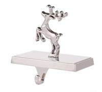 Set di ganci per calze di Natale in metallo per mensola del caminetto con disegni di pupazzo di neve, alci, albero di neve, con cuscinetti antiscivolo per appendere le calze in modo sicuro (alce)