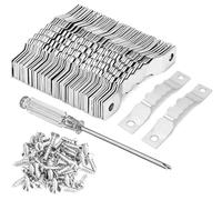 Set di ganci per foto a dente di sega in argento (medio, 60 set), ganci per cornici a denti di sega YHYZ (60 pezzi) + 125 viti + cacciavite, per dipingere foto, opere d'arte, orologio, decorazione