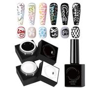 Set di gel - bianco nero Poking Gel Multifunzione 3 Pezzi Smalto Formula Liscia Lunga Durata Strumento Creativo Fai da Te Strumento di Design Durevole Facile Uso | Home Studio Salon Partymo