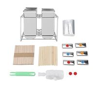 Set di gelati in acciaio inossidabile set di stampi durevoli strumenti da riutilizzabili per ghiaccio fatto in casa pop dessert fai -da -te 6 stampi 50 bastoncini 20 borse argento (Piastra piatta