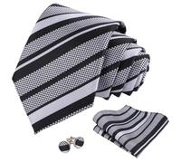 Set di gemelli classici da uomo con cravatta e gemelli quadrati in twill a blocchi di colore