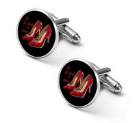 Set di gemelli classici da uomo con scritta "It's All-About--The Shoes" per matrimoni e affari, 1.7cm, Metallo, Nessuna pietra preziosa