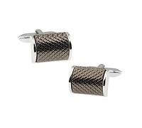 Set di gemelli da uomo con arco rettangolare nero, per camicie da smoking, 17 x 12 mm, Ottone, acciaio inossidabile, Nessuna pietra preziosa