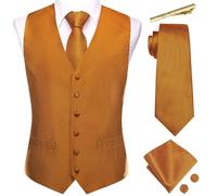 Set di gemelli da uomo in seta per gilet, gilet, giacca, cravatta, fazzoletto e gemelli, per festa di, 3088, XL
