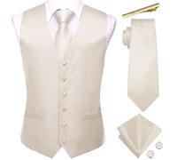 Set di gemelli da uomo in seta per gilet, gilet, giacca, cravatta, fazzoletto e gemelli, per festa di, 3089, L