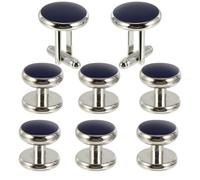 Set di Gemelli da Uomo Stile Francese Rotondi in Rame Blu | Finitura Processo a Goccia D'olio, Resistentela Ruggine e Colore, Design Semplice e Raffinato