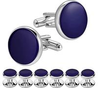 Set di gemelli e borchie da smoking da uomo; accessori adatti for abiti neri, camicie bianche, gilet(Siver-blue)