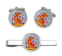Set Di Gemelli E Clip Per Cravatta Con Lo Stemma Della Spagna