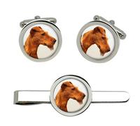 Set Di Gemelli E Clip Per Cravatta Irish Terrier