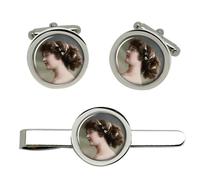 Set Di Gemelli E Clip Per Cravatta Per Giovane Signora Edwardiana