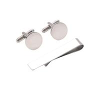 Set Di Gemelli E Fermacravatta Set sofisticato di fermacravatta e gemelli for il gentiluomo attento ai dettagli Per Affari, Matrimoni E Feste(Silver)