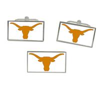 Set Di Gemelli E Spilla A Cravatta Texas Longhorn Rettangolare