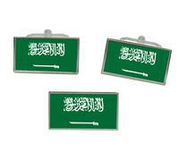 Set Di Gemelli E Spilla Per Cravatta Con Bandiera Dell'Arabia Saudita