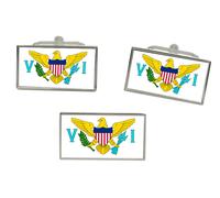 Set Di Gemelli E Spilla Per Cravatta Con Bandiera Delle Isole Vergini Americane