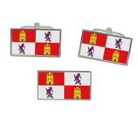 Set Di Gemelli E Spilla Per Cravatta Con Bandiera Di CASTIGLIA E LEÓN (SPAGNA)